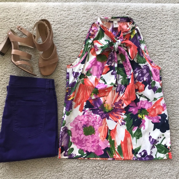 J. Crew Tops - J. Crew Silk Bow Cami in Garden Floral